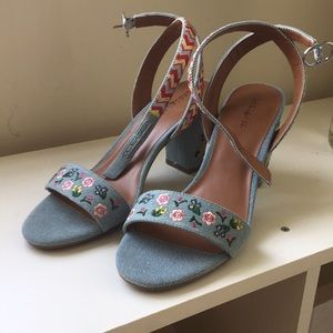 Strap sandals US8.5 light blue denim indigo rd.